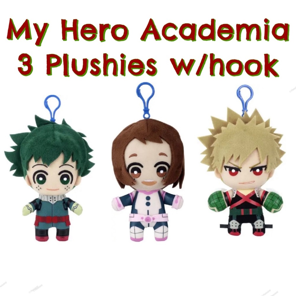 My Hero Academia Katsuki Bakugo Set of 3 Plushies w/Clips NWT
